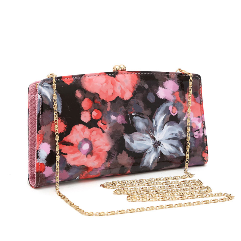 Peach Fashion Flowert Print Clutch Bag - OOC 204 - Click Image to Close